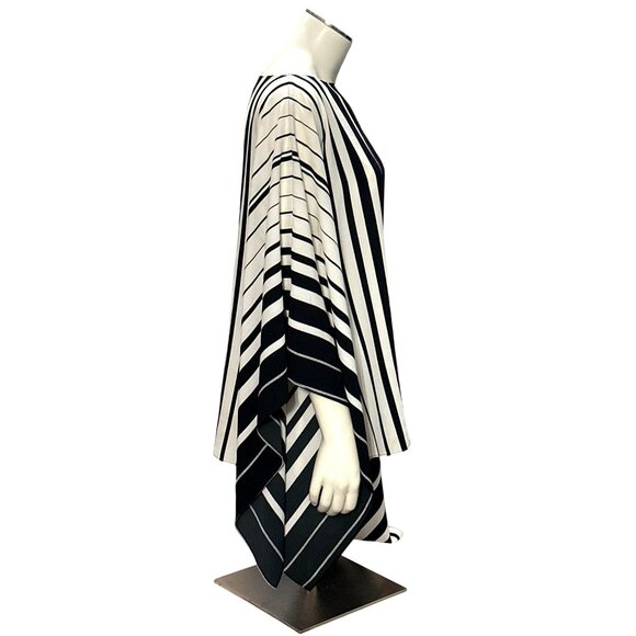 CCC Black White Chiffon Striped Cape Top Sleeveless City Chic Minimalist Styleco - Picture 5 of 9